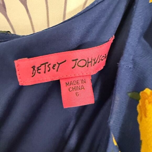 Betsey Johnson Blue and Yellow floral print jumper size 6 - Picture 2 of 4